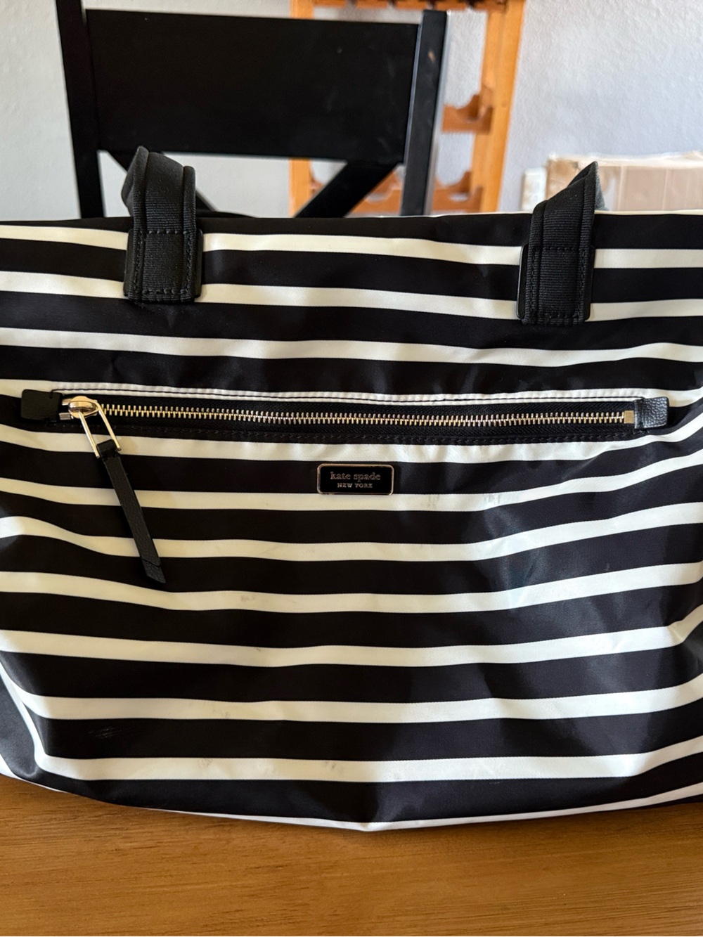 Kate Spade Striped Black & White Duffle Bag/ Tote Bag